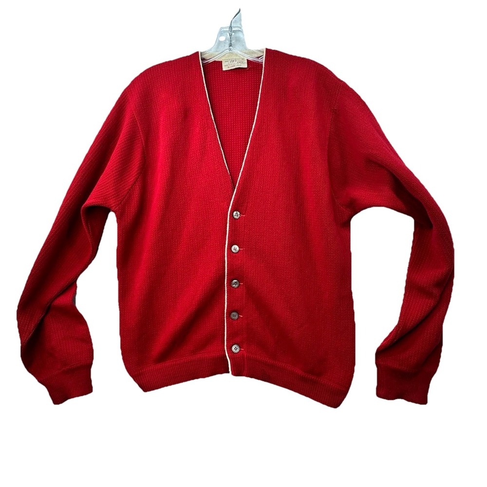 Vintage Lord Jeff 100% Australian Wool Mens Cardigan‎ Sweater Medium Golf Preppy